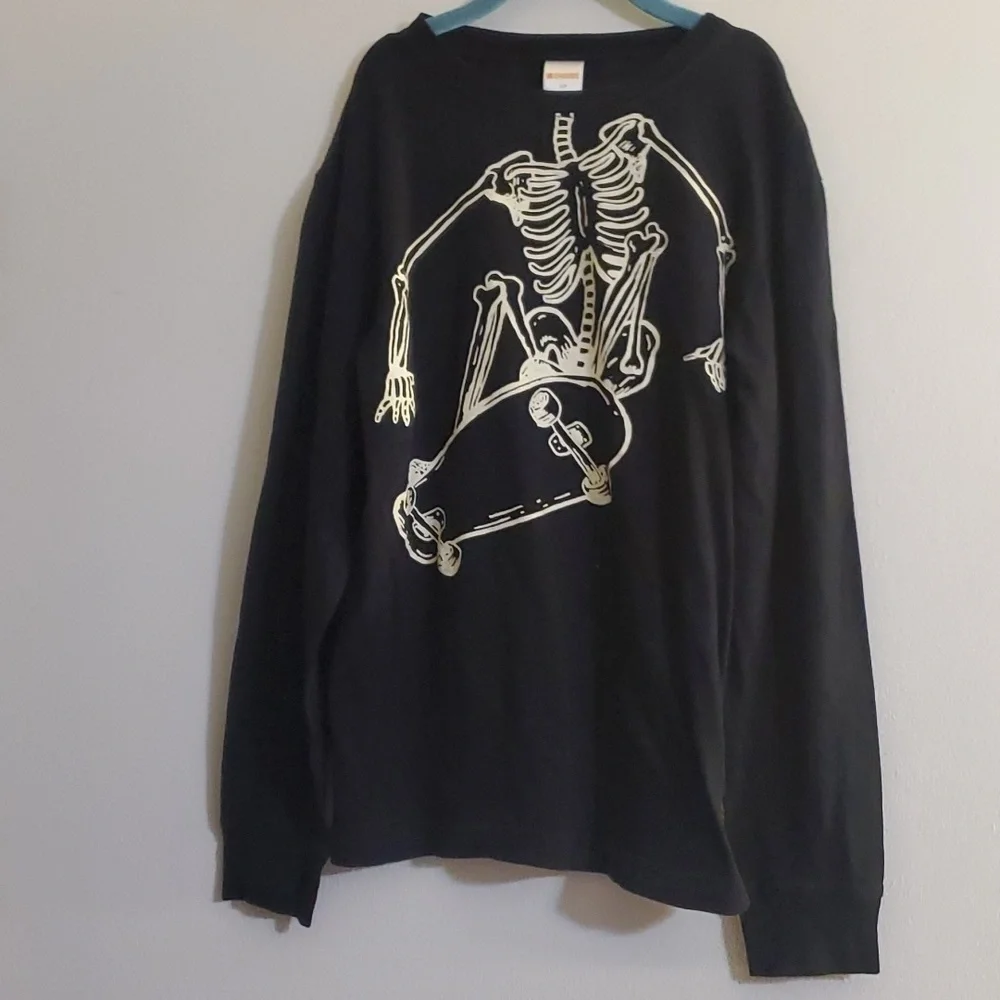 Gymboree Skaterboard Skeleton Long Sleeve Kid's Tee Shirt Size 10